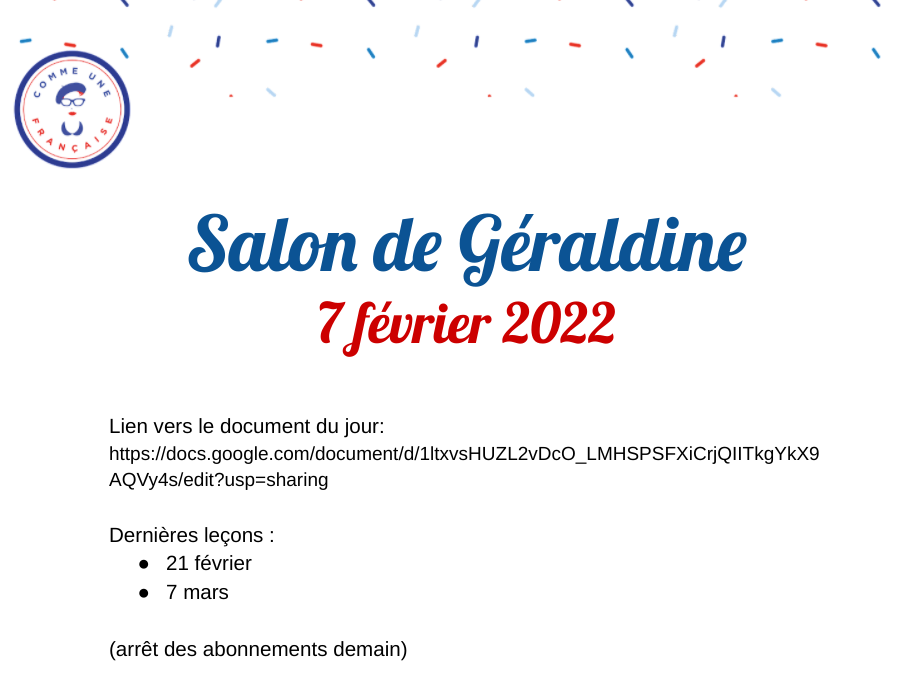 Le Salon de Géraldine - 7 février 2022